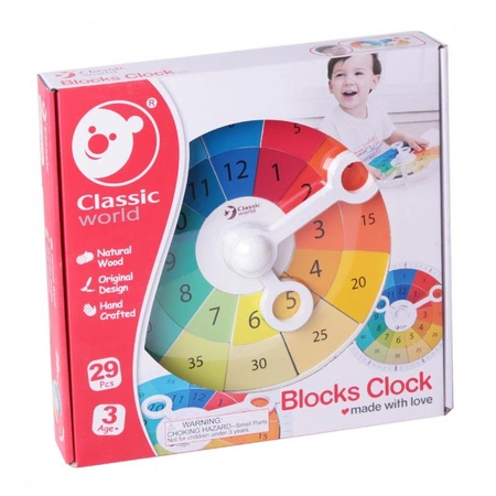 CLASSIC WORLD Zegar Tablica Manipulacyjna do Nauki Czasu MONTESSORI 29 el.