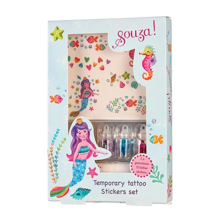 Souza! Tatuaże brokatowe z kryształkami Syrenka 5 el.