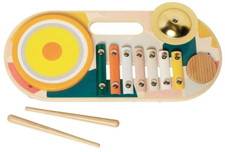 Zestaw muzyczny dla dzieci z drewna Beats to Go 159120-Manhattan Toy, instrumenty dla dzieci