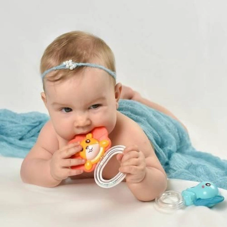 WOOPIE Zabawka Sensoryczna 2w1 Grzechotka Gryzak Lew