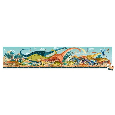 Puzzle panoramiczne w walizce Dinozaury 100 elementów 6+ Made in France, Janod