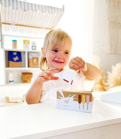 Drewniane lody na patyku do zabawy w sklep kuchnię Fresh Small Foot 12351