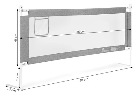 Barierka ochronna na łóżko 180 cm osłona zabezpieczenie dla dzieci ECOTOYS