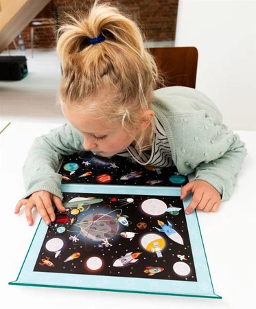 Scratch, 2 w 1 Puzzle magnetyczne i gra Szukaj z lupą - Kosmos 80 el.