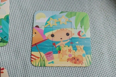 Puzzle progresywne w walizce Pory roku 4 układanki – 6, 9, 12 i 16 elementów 3+, Janod