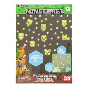 Minecraft zestaw świecących w nocy naklejek dekoracyjnych (208 szt)