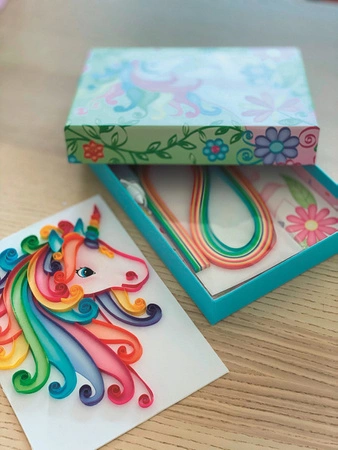 Box Candiy, zestaw artystyczny do quillingu Jednorożec