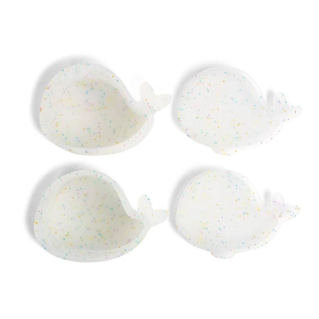 Filibabba Zestaw 2 silikonowych mini pudełek na przekąski Wieloryb Christian Confetti