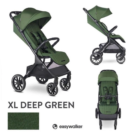 Easywalker Jackey² XL Komfortowy, samoskładający się wózek spacerowy z torbą transportową i osłoną przeciwdeszczową Deep Green