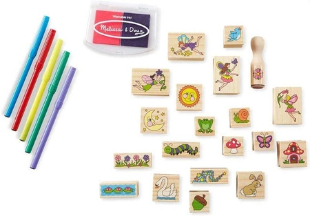 Zestaw drewnianych pieczątek Ogród Wróżek 12424-Melissa & Doug, stempelki