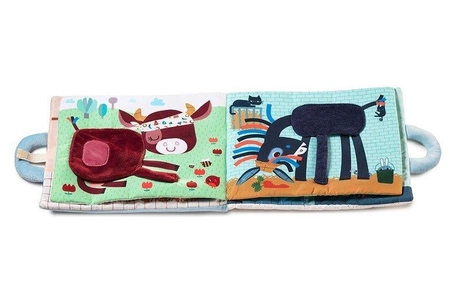 LILLIPUTIENS Miękka książeczka aktywizująca z mini - przytulankami „Baby boom” Farma 18 m+