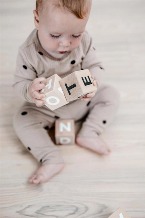 Klocki drewniane z alfabetem, białe, ooh noo