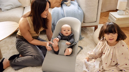 BABYBJORN - leżaczek BALANCE SOFT WOVEN/JERSEY Tri Fabric, Piaskowoszary