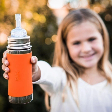 Termobutelka ze słomką 260 ml, pomarańczowa, Pura