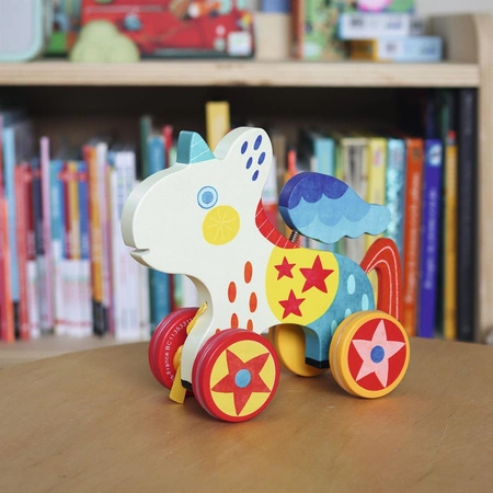 Drewniana zabawka do ciągnięcia JEDNOROŻEC DJ06263