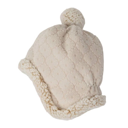Lodger Dwuwarstwowa zimowa czapeczka z polaru jasnobeżowa Fleece Birch 3-6 m