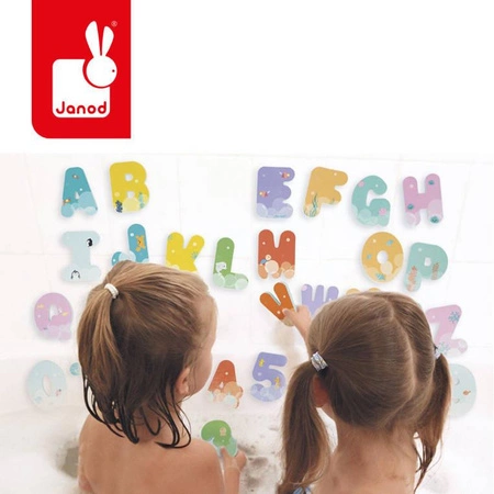 Literki i cyferki do kąpieli 36 elementów 2+, Janod