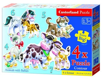 Puzzle 4w1 (4,5,6,7) maxi zwierzęta z dziećmi B-04218