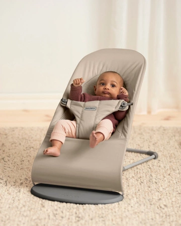 BABYBJORN - leżaczek BALANCE SOFT WOVEN/JERSEY Tri Fabric, Piaskowoszary