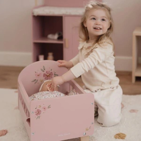 Little Dutch Drewniane łóżeczko dla lalek z pościelą FSC LD7097