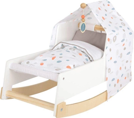 Drewniana kołyska dla lalki Little Button 11813-Small Foot, meble dla lalek