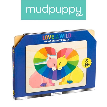 Mudpuppy Pierwsze puzzle drewniane 3D Zakochane lwy 8 elementów 1+