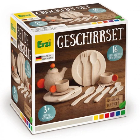 Drewniana zastawa stołowa zestaw naczyń Natura 16 elementów Erzi 10678