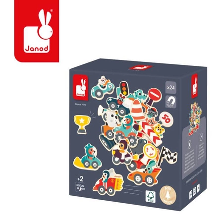 Magnesy Samochody 24 szt. 2+, Janod