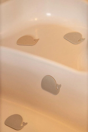 Filibabba Mini maty silikonowe do kąpieli 6 szt. Whales Blue Mix