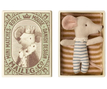 Maileg Myszka Baby - Baby mouse, Sleepy/wakey in box - Boy