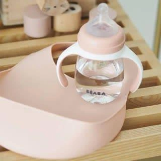 Beaba Zestaw śliniaków silikonowych z kieszonką 2 szt. light mist + vintage pink