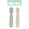 Beaba Zestaw 2 silikonowych pierwszych łyżeczek-gryzaków Sage green/velvet grey