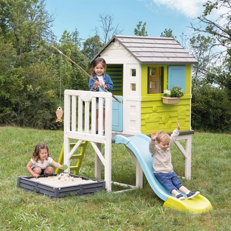 SMOBY Domek na Palach z Piaskownicą i Zjeżdżalnią