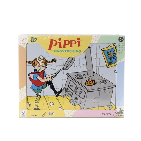 Drewniane puzzle układane w ramce 15 szt Pippi