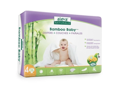 Aleva Naturals Bambusowe Pieluchy Rozmiar 4 (9-13kg) 26szt.