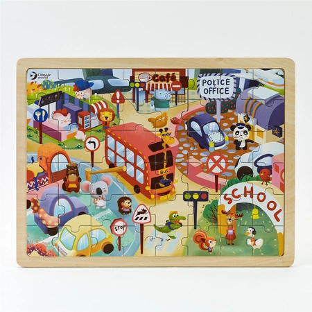 CLASSIC WORLD Drewniane Puzzle Miasto Zwierząt 48 el.