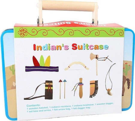 Walizka dla dzieci z zestawem indiańskich akcesoriów, 3922- small foot, zabawki dla chłopca