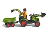 FALK Traktor CLAAS na Pedały z Przyczepą, Łyżką i Spychaczem od 3 Lat
