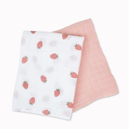 Lulujo Boho Kocyk Otulacz Muślinowy Strawberry/Ballet Slipper 2sz