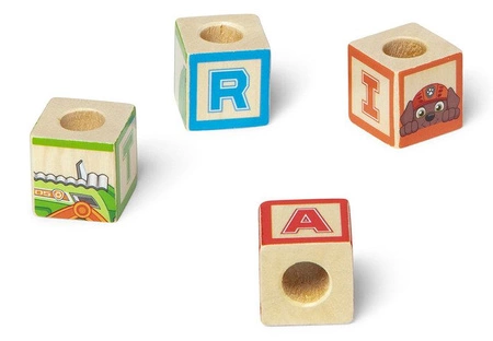 Ciężarówka z przyczepą klocki drewniane Psi Patrol ABC Melissa & Doug 33272 układanka na palikach