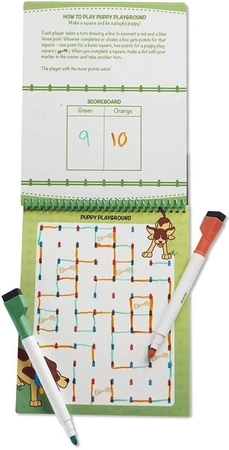 Zwierzęta - gry obrazkowe z mazakami suchościeralnymi 40171-Melissa & Doug, książeczki wielokrotnego użytku