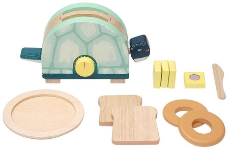 Toasty Turtle drewniany toster z akcesoriami 11 el 160830-Manhattan Toy, mała kuchnia dla dzieci