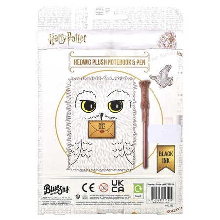 Harry Potter Hedwig Plush Notebook & Pen / zestaw Harry Potter: notatnik pluszowy Hedwiga plus różdżka - długopis