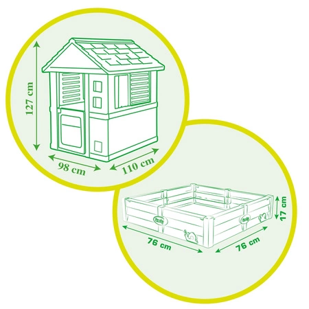 SMOBY Domek Ogrodowy Zielony + Piaskownica