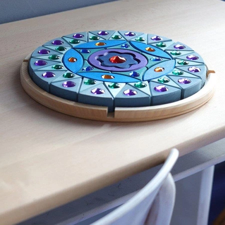 Układanka z kryształkami Mandala błyszcząca, średnica 27 cm, niebieska, 4+, Grimm's
