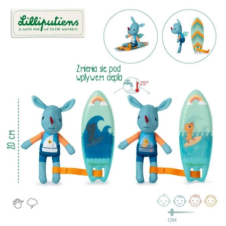 LILLIPUTIENS Magiczna przytulanka do kąpieli surfer Smok Joe 12 m+