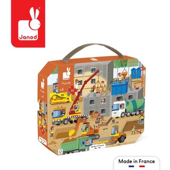 Puzzle w walizce Plac budowy 36 elementów 4+ Made in France, Janod