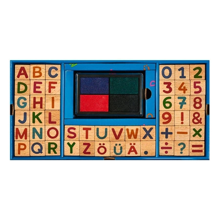 Stempelki Drewniane - Alfabet, Cyfry, Znaki Interpunkcyjne - Zestaw