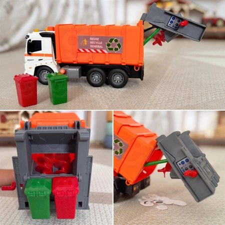 WOOPIE Interaktywna Śmieciarka Model Skala 1:16 Efekty Dźwiękowe i Świetlne