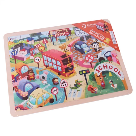 CLASSIC WORLD Drewniane Puzzle Miasto Zwierząt 48 el.
